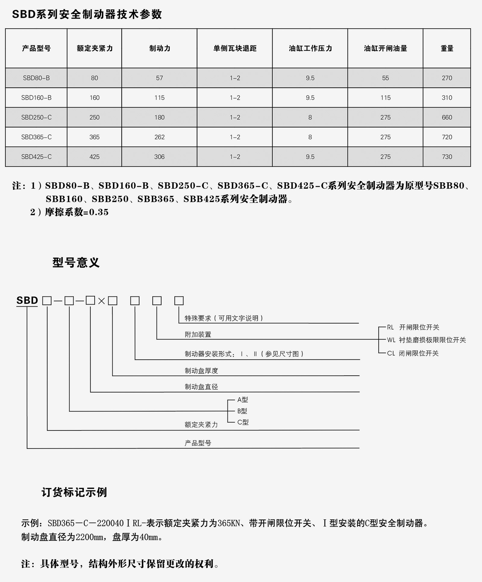 SBD-B液壓鉗盤式制動(dòng)器